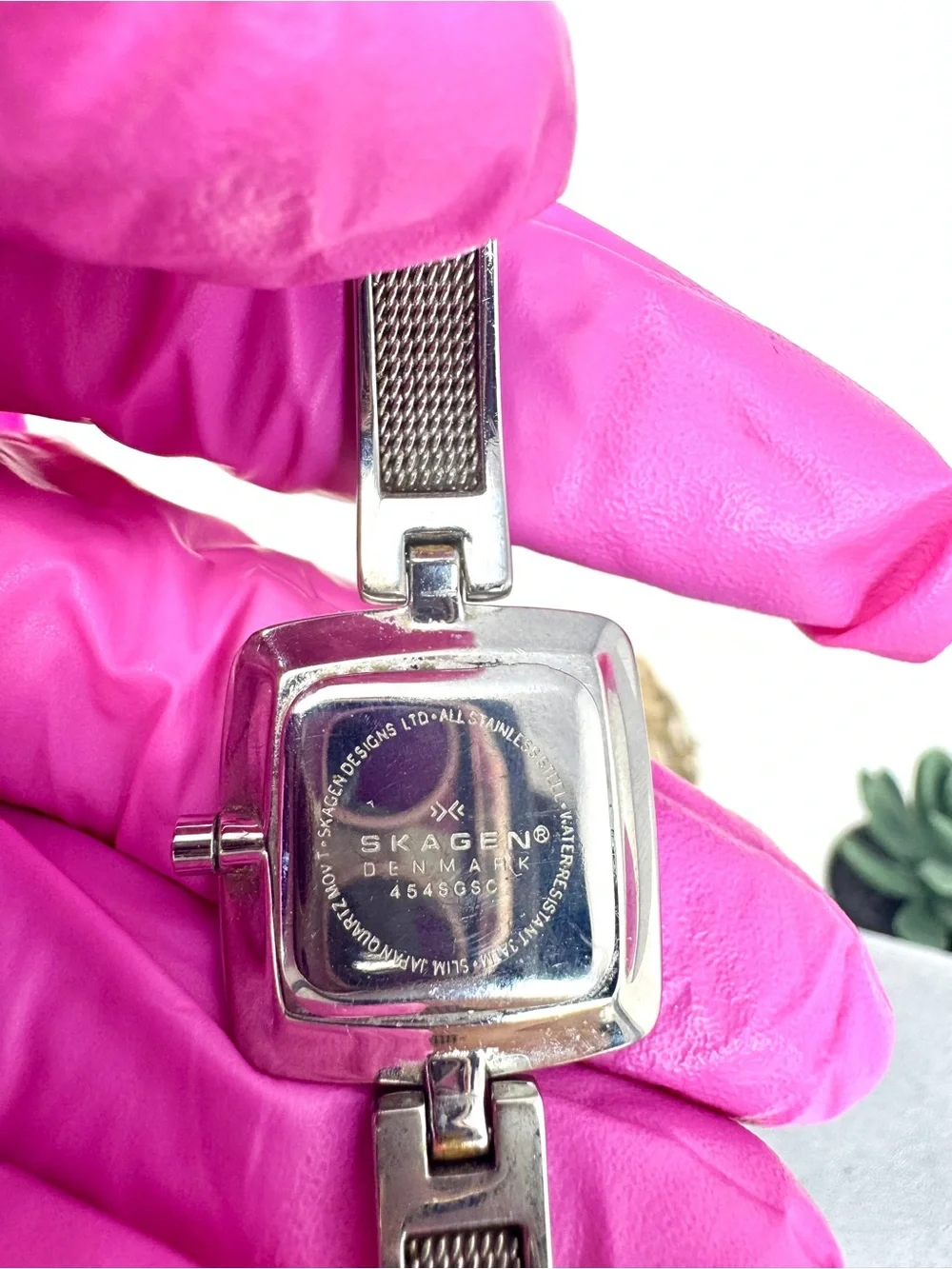 Vintage Skagen Denmark 454SGSC Steel Square Mesh Ladies Watch